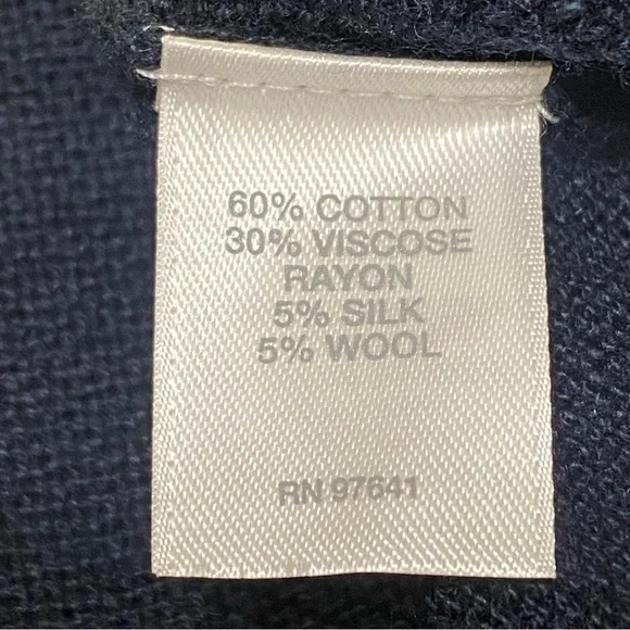 J Jill Open Front Cardigan Navy Silk Wool Blend Pocketed Sweater Minimalist XS - Picture 5 of 7